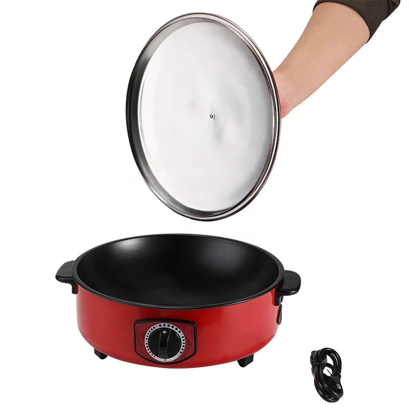 RTS 1000W Non-Stick Coating Electric Skillet Wholesale Home and Hotel Use Multifunctional Energy Saver