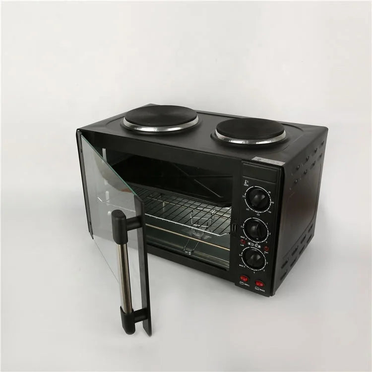 Hot Sale Household Kitchen Appliances 26L Stainless Steel 2 Burner Electric Toaster Baking Oven Electric Oven With Two Plates
