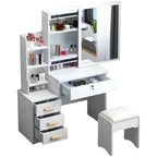 Trendy Plastic Material Bay Window Integrated Dressing Table Storage Cabinet Small Apartment Makeup Desk 1-Year for Household