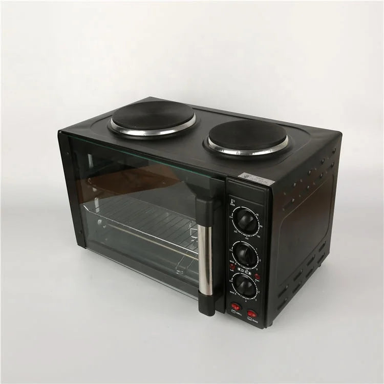 Hot Sale Household Kitchen Appliances 26L Stainless Steel 2 Burner Electric Toaster Baking Oven Electric Oven With Two Plates