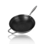 Kitchen Utensils Stainless Steel Handle Etched Double-sided Engraved Flowers Wok Pan Non Stick Coating Frying Pan