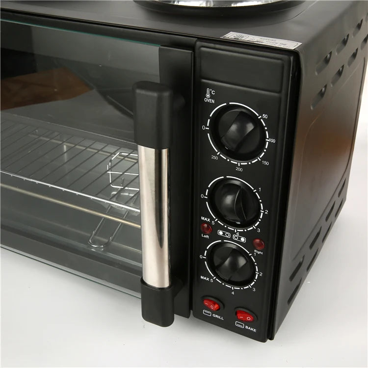 RTS 26L Stainless Steel Electric Toaster Oven with 2 Burners and Two Plates Household Kitchen Appliance for Hotels Hot Sale