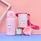 Cute Cartoon Portable Outside Children 316 Stainless Steel Vacuum Flask 500ml School Water Bottle for Kids With Straw