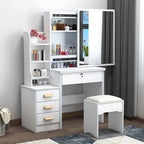 Trendy Plastic Material Bay Window Integrated Dressing Table Storage Cabinet Small Apartment Makeup Desk 1-Year for Household