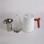 High Quality Portable Coffee Tea Kettle 1.5L Gooseneck Pour Over Steel Coffee Pot With Wooden Handle