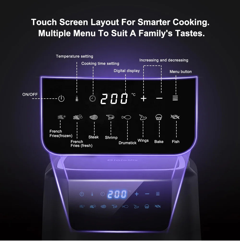 1400W Electric 5L Large Capacity Air Fryer Custom Oil Free Deep Fryer Without Oil Smart Touch Air Fryer