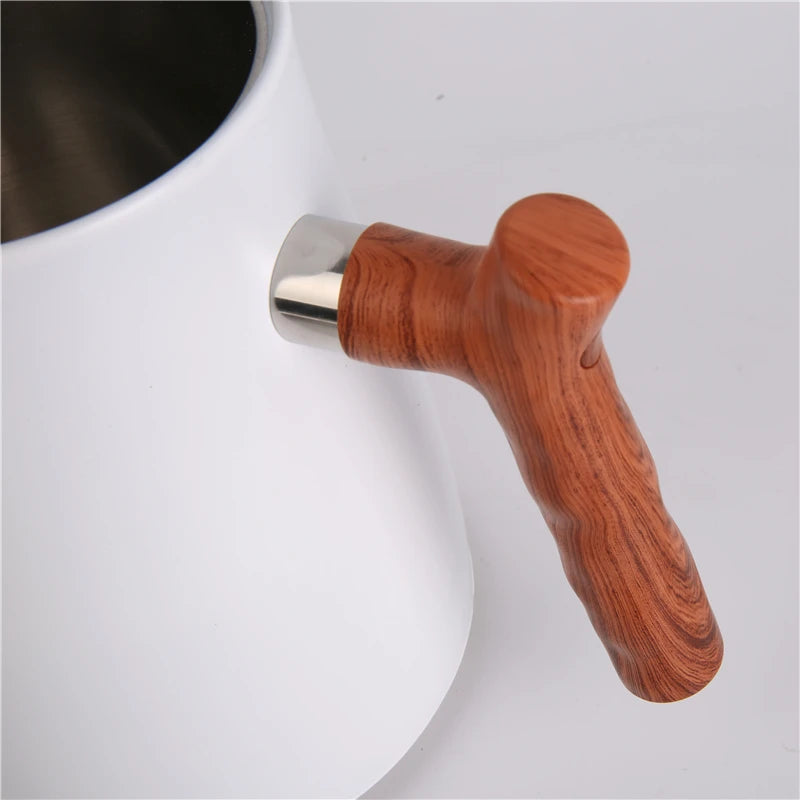 High Quality 1.5L Portable Gooseneck Pour Over Steel Coffee Pot with Wooden Handle RTS for Household Use