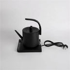 1L Portable Tea Coffee Pot Stainless Steel Retro Gooseneck Electric Pour-Over Kettle Black Electric Kettle