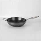 Kitchen Utensils Stainless Steel Handle Etched Double-sided Engraved Flowers Wok Pan Non Stick Coating Frying Pan