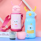 Cute Cartoon Portable Outside Children 316 Stainless Steel Vacuum Flask 500ml School Water Bottle for Kids With Straw