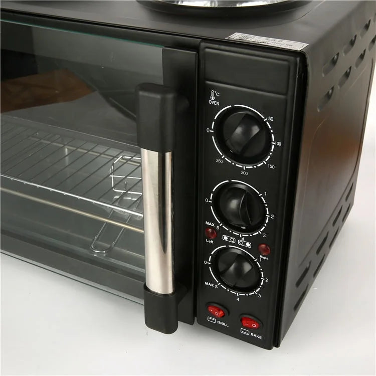 Hot Sale Household Kitchen Appliances 26L Stainless Steel 2 Burner Electric Toaster Baking Oven Electric Oven With Two Plates